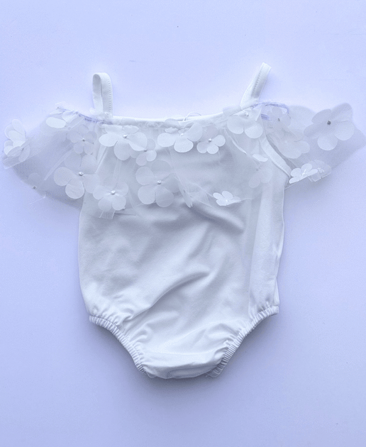 Bristol Applique Off-Shoulder Leotard - White