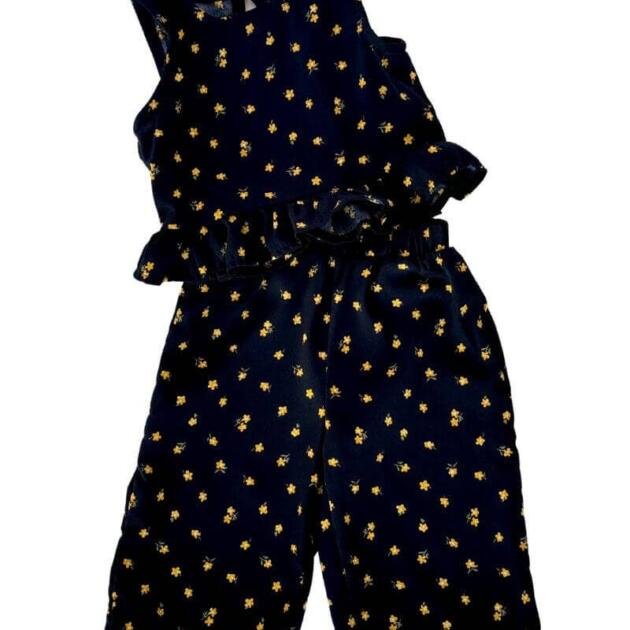 Sterling Peplum Two-Piece Set - Black with Yellow Florals