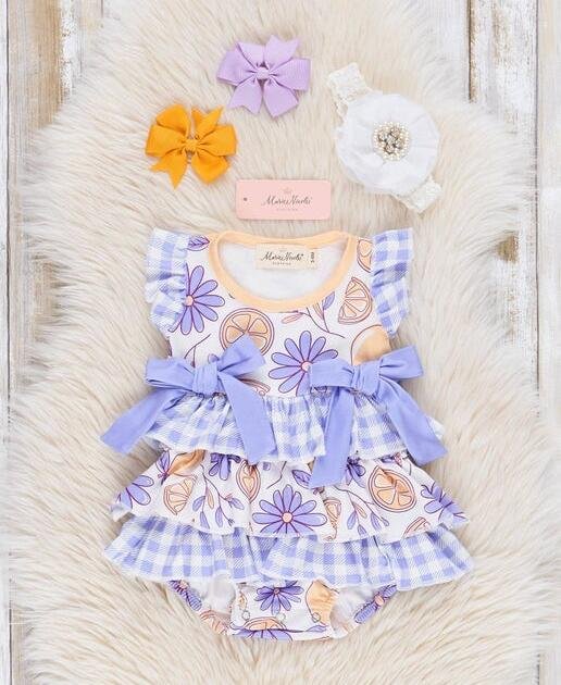 Lemon & Lavender Daisies Ruffle Bubble